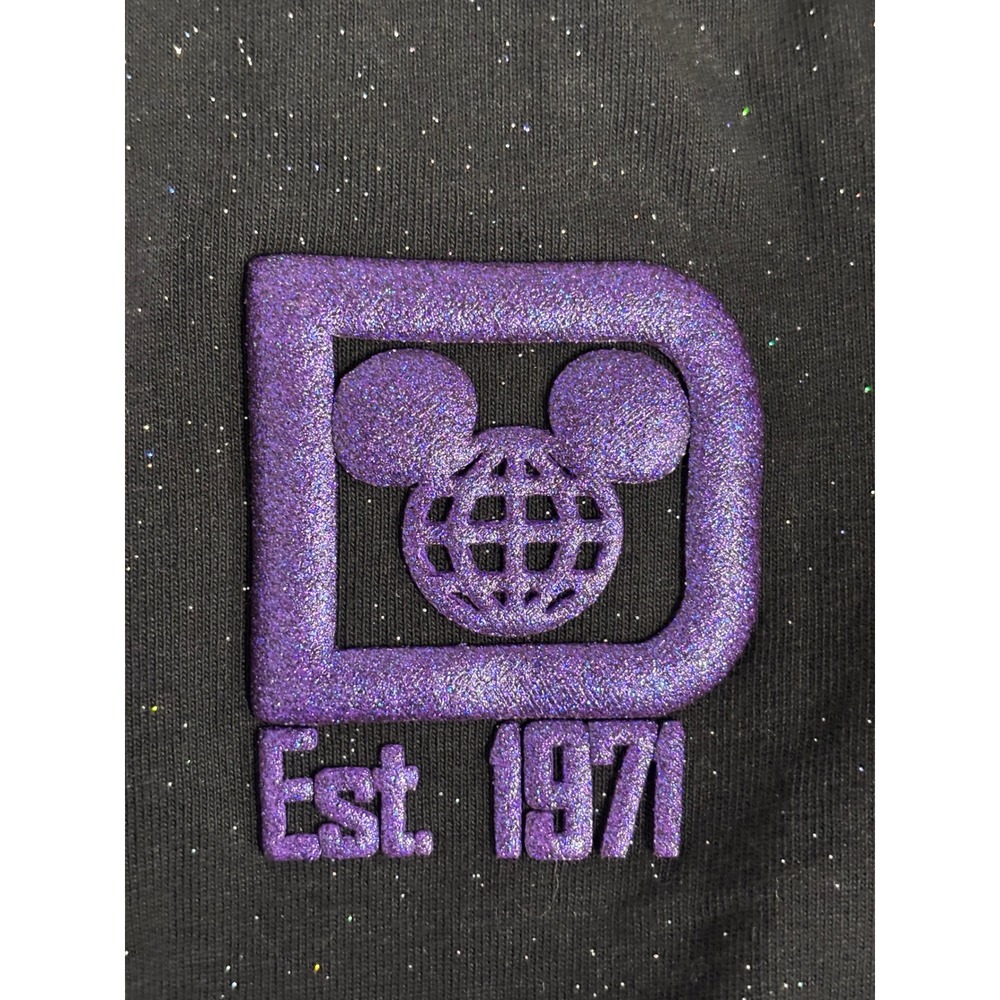 Disney 100 Spirit Jersey Walt Disney World Black Purple Glitter Fireworks XL - Picture 3 of 6